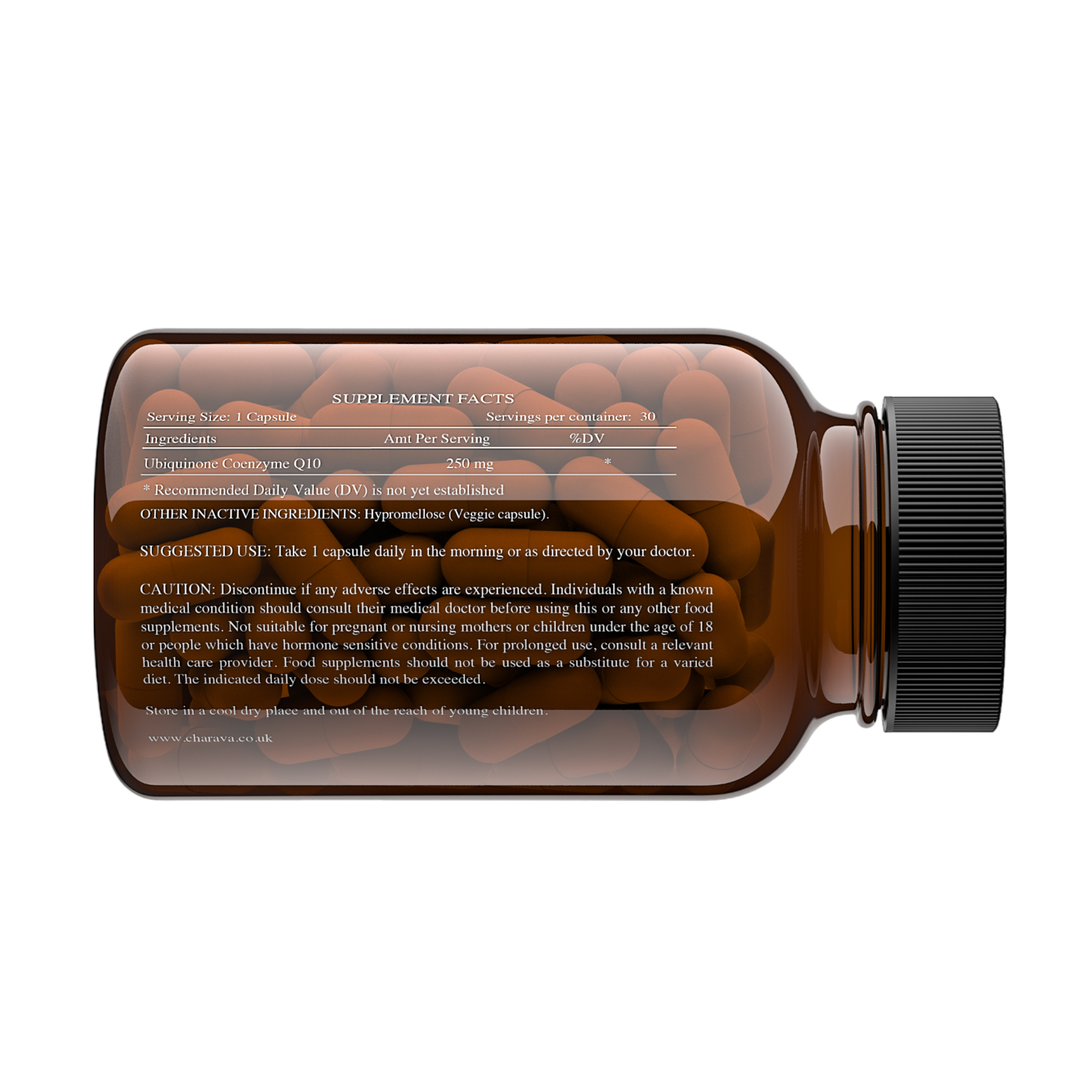 Charava CoQ10 bottle back ingredients label